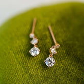 Shine-Step Mini Drops Solid 14 K / 18 K Gold Graduated Lab Diamond Dangle Earrings